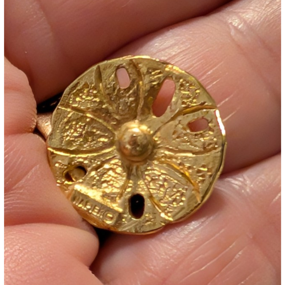 Vintage Napier Pierced Earrings Sand Dollars Gold Tone, Beach Jewelry .75" gp-86 - Picture 5 of 5